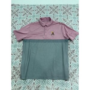 Sligo Mens Bali Hai Golf Polo Shirt Pink Gray Colorblock Performance Large L